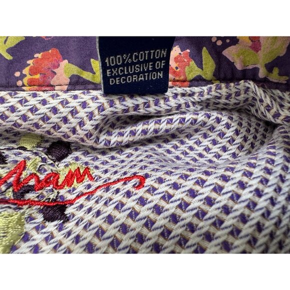 Robert Graham Shirt Mens XL Flip Cuff Floral Purple Button Up Long Sleeve - Picture 5 of 8